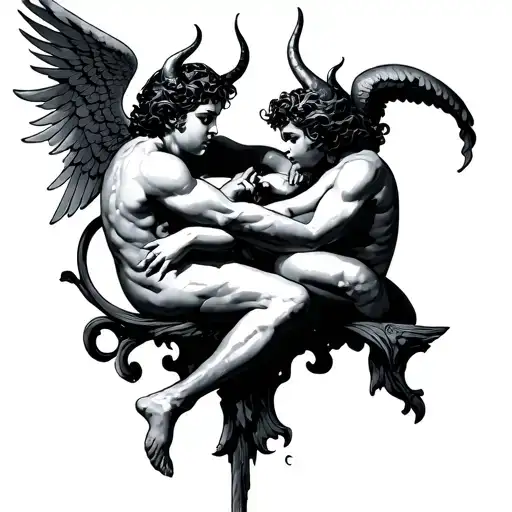 the devil wants to kill cupid tattoo design idea