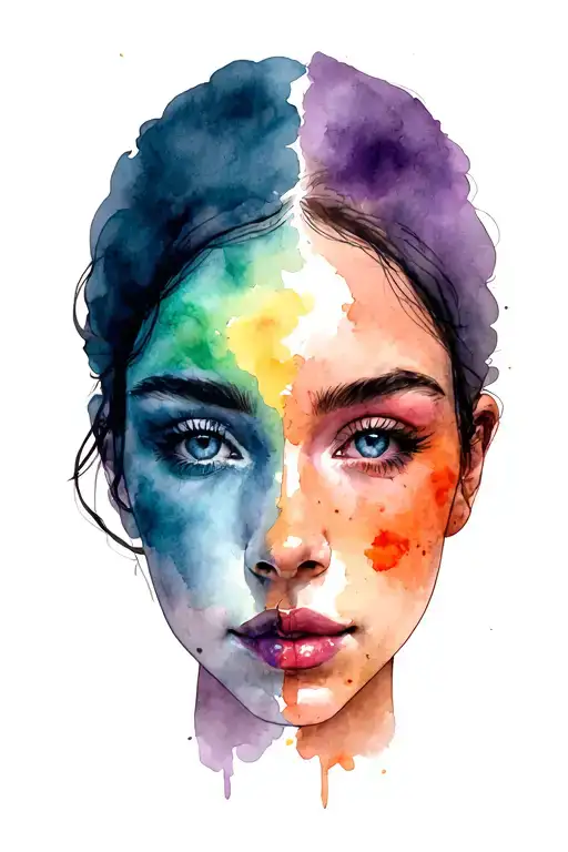 double faced woman face tattoo design idea