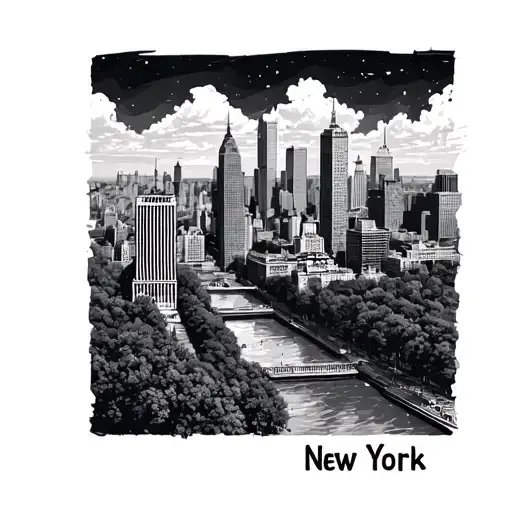 New York skyline Central Park tattoo design idea