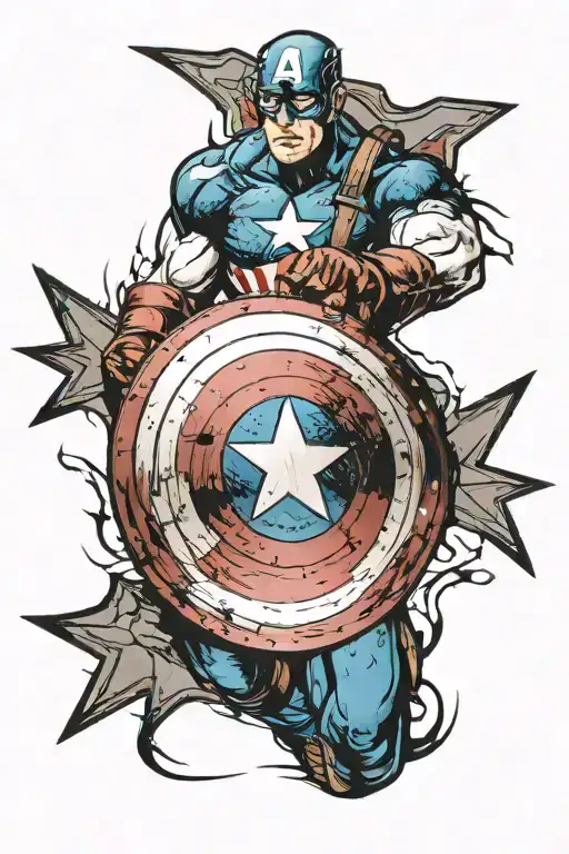 Captain America shield full sleeve tattoo tattoo design idea
