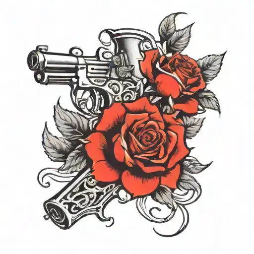 guns and roses intertwined tattoo design idea