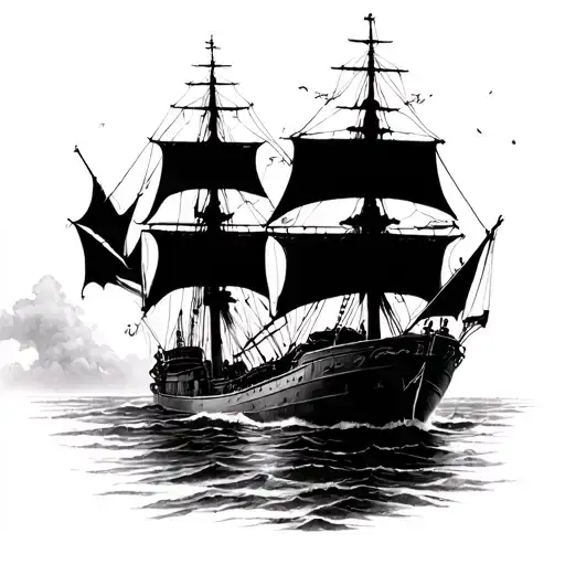 Burn the ships going to shore tattoo design idea