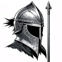 crusader knight helmet tattoo design idea