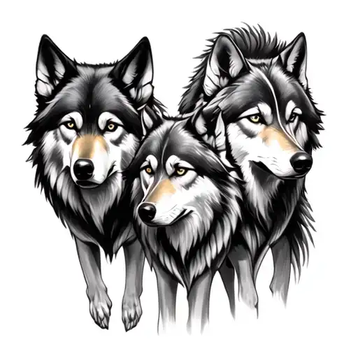 Three Wolf tattoo design idea