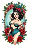 plus size pin up girl tattoo design idea