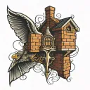 brick wall tattoo design idea