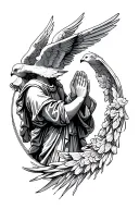 Christian, biblical, angel, wings, praying hands, holy gates, doves  tattoo design idea