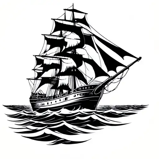 clipper ship sailing towards tattoo design idea