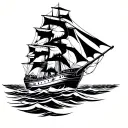clipper ship sailing towards tattoo design idea