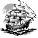clipper ship sailing towards tattoo design idea