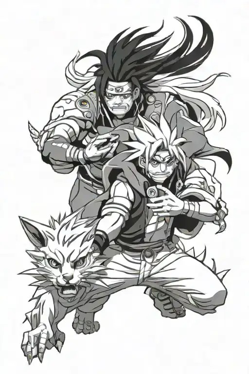 naruto and kurama tattoo design idea