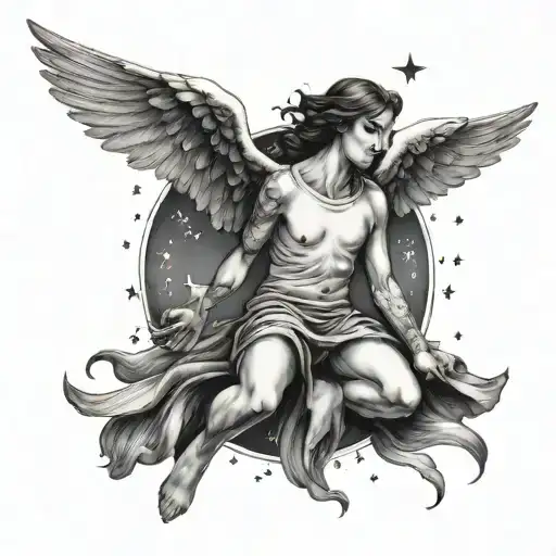 Angel, A person who is afraid , pigeon flying, a star tattoo design idea