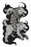 Viking  warrior myth wolf tattoo design idea
