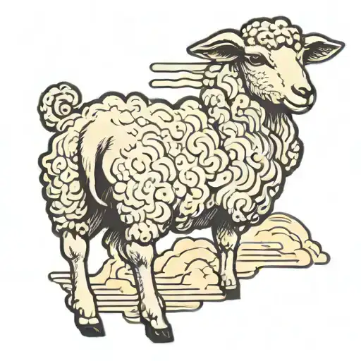 lamb standing with Jesus far behind tattoo design idea
