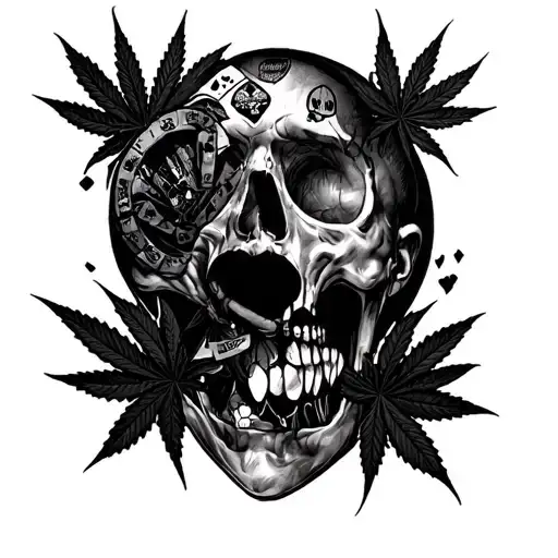 Dark Tattoo about depression and anxiety including gambling addiction, cannabis addiction and suicidal thoughts overall. tattoo design idea