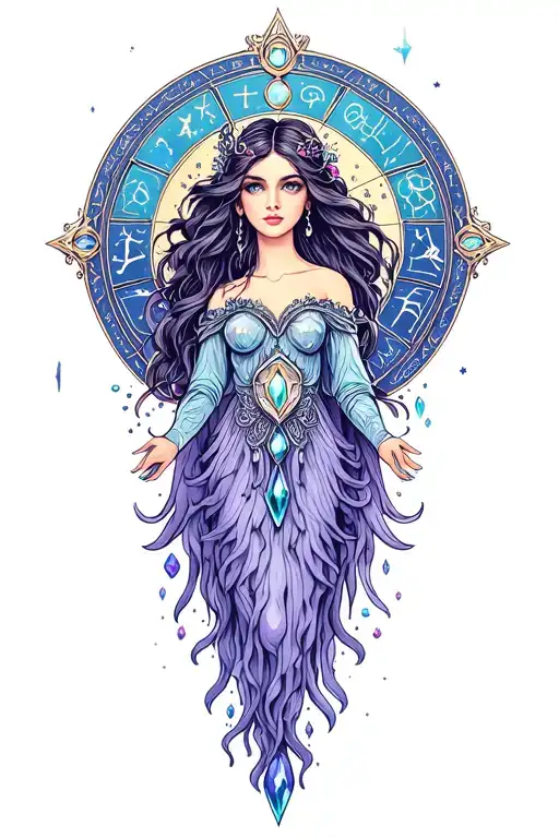 zodiac moon fairy dust jewels tattoo design idea