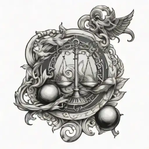 Libra symbol intertwined with Scorpio and Pisces zodiac sign tattoo design idea