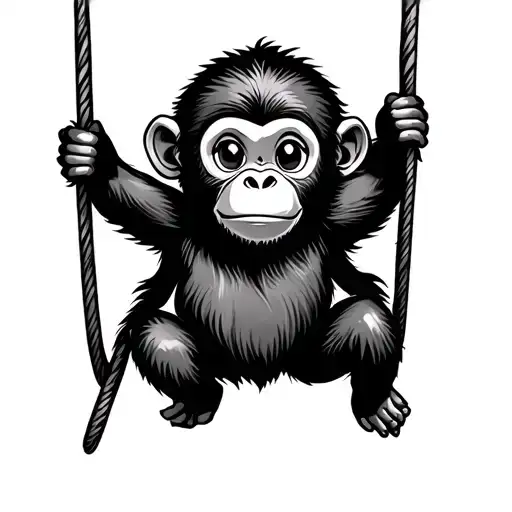 simple cute monkey swinging tattoo design idea