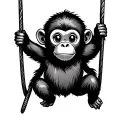 simple cute monkey swinging tattoo design idea