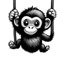 simple cute monkey swinging tattoo design idea