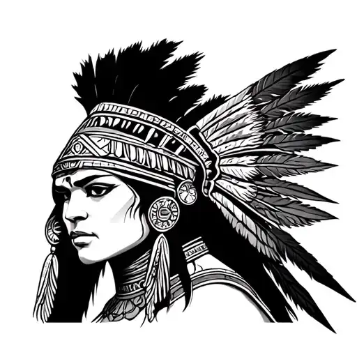 Inca female warrior tattoo design idea