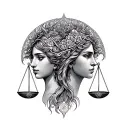 virgo and libra zodiac sign tattoo design idea