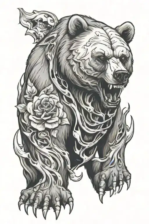 bear with skull tattoo design idea