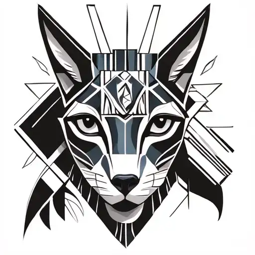 Anubis and Bastet Egyptian Goddess Head Tattoo tattoo design idea