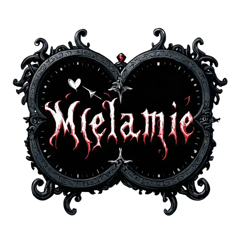 "Mélanie" clock Coeur chain tattoo design idea