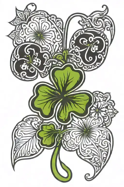 5 leaf clover leaf tattoo design idea