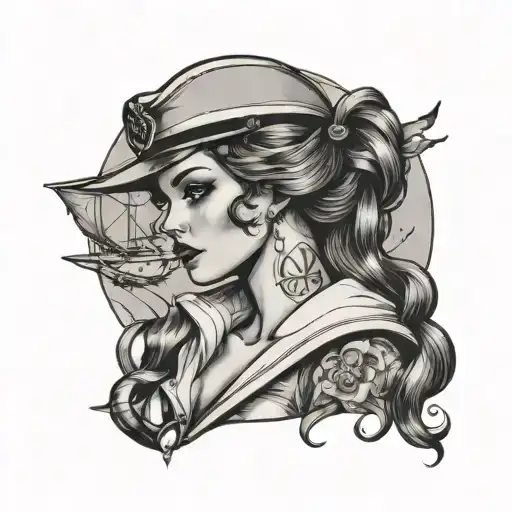 sexy sailor girl tattoo design idea