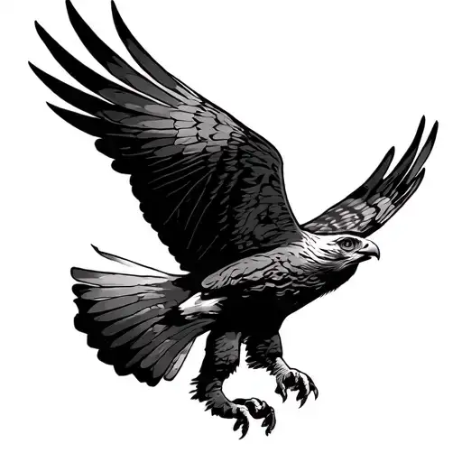 hawk flying from underneath tattoo design idea