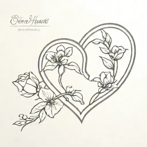 open heart locket with flowers on left heart tattoo design idea