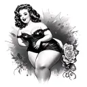 Chubby Pin Up Girl tattoo design idea