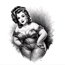 Chubby Pin Up Girl tattoo design idea