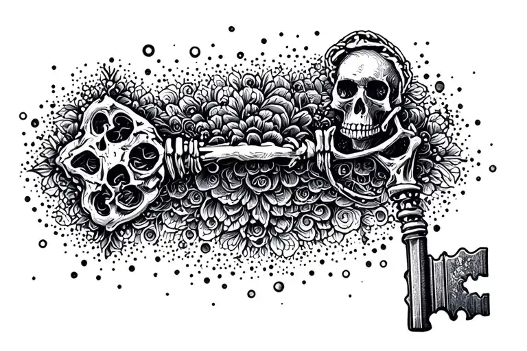 skeleton key tattoo design idea