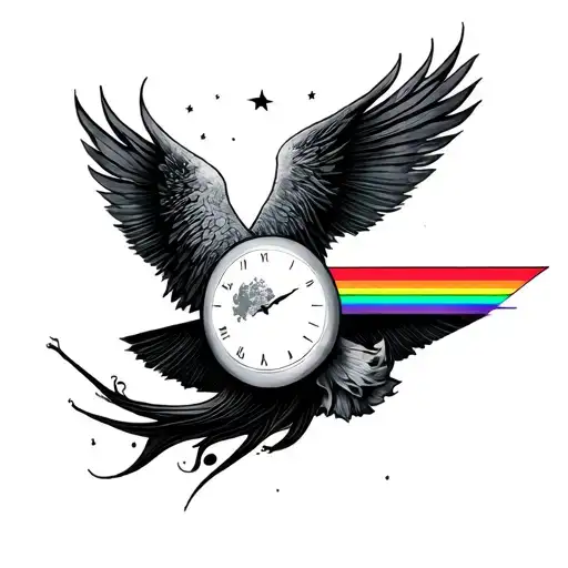time moon pink floyd tattoo design idea