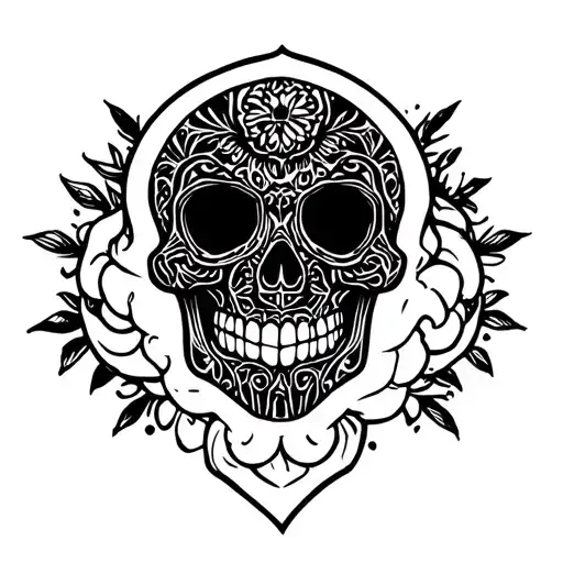 skull face cute tattoo design idea
