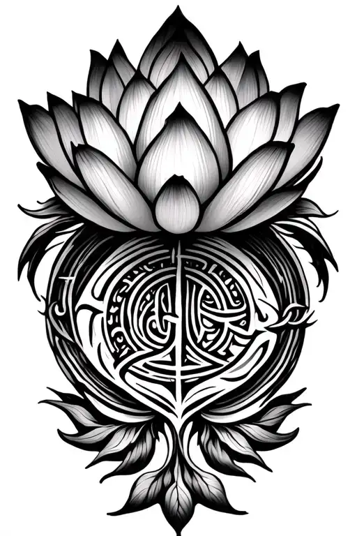 labrynth mandala lotus flower growing tattoo design idea