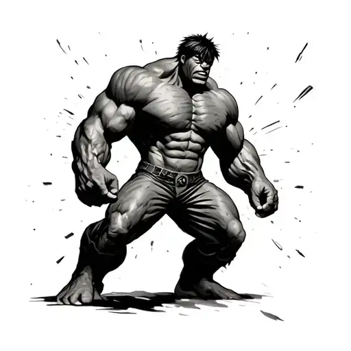 hulk fighting tattoo design idea