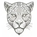 black panther full face with half a clock set to 11:55 tattoo design idea