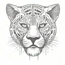 black panther full face with half a clock set to 11:55 tattoo design idea