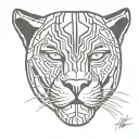black panther full face with half a clock set to 11:55 tattoo design idea