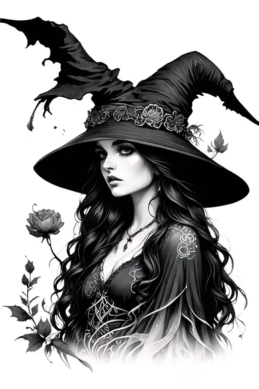 nature witch tattoo design idea