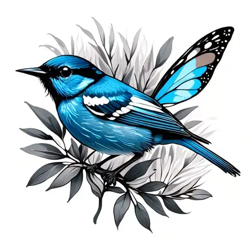 Blue Fairy wren on Australian Natives tattoo design idea