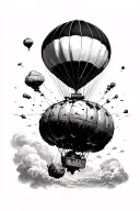 hot air balloon dropping atomic bomb tattoo design idea