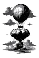 hot air balloon dropping atomic bomb tattoo design idea