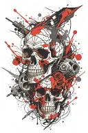 skull exploding itself with a gunshot tattoo design idea