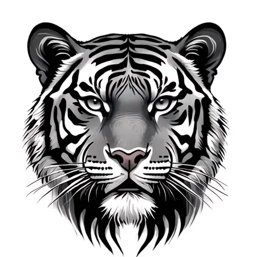 realism tiger with third eye on forehead black and grey tattoo design idea