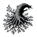 Approx. 10 cm tall, running vertically on the inner forearm (roots toward the wrist, branches toward the elbow).Style: tattoo design idea